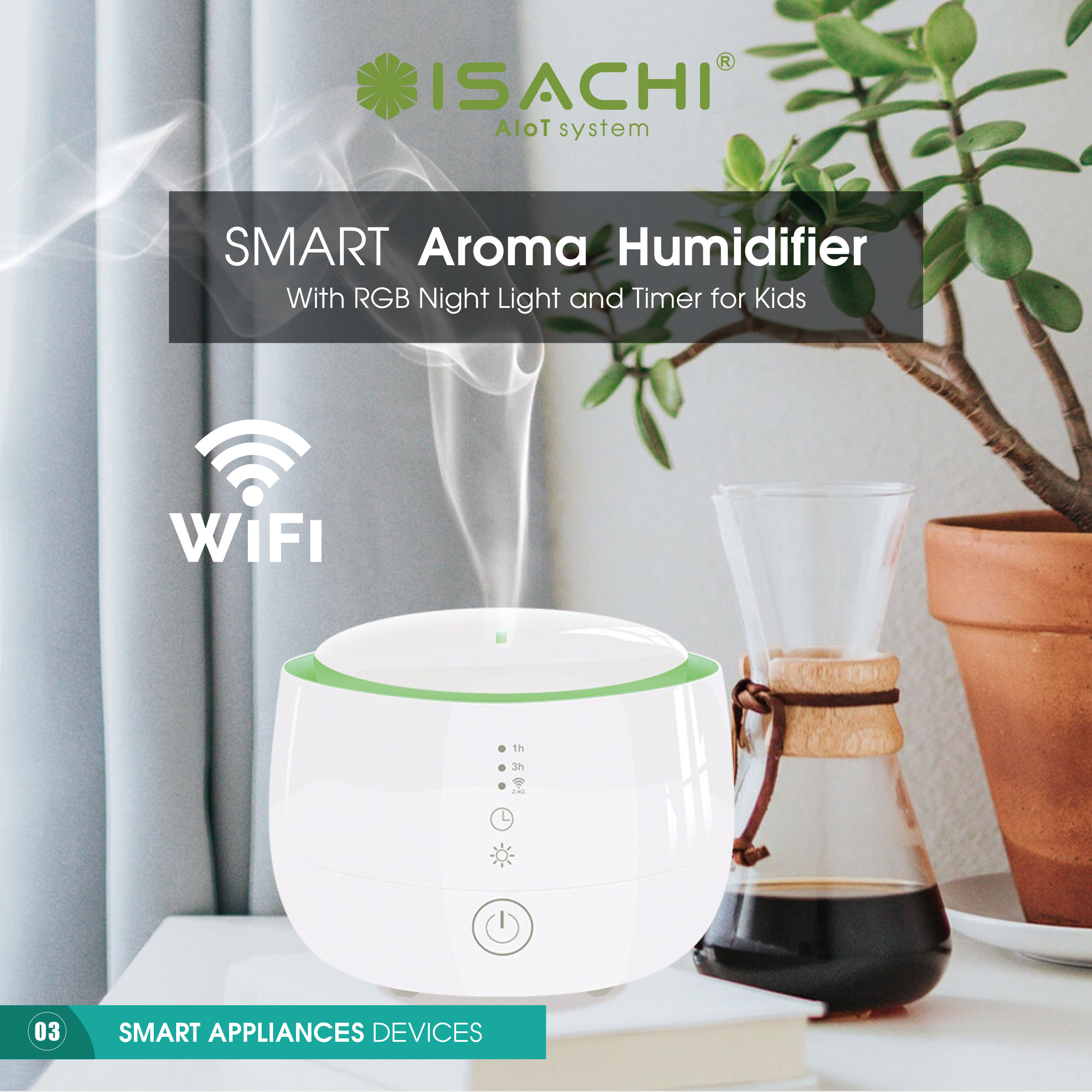 Cloud IoT Aroma Humidifier SC-AH1 SC-AH1. - Máy xông tinh dầu, tạo độ ẩm thông minh - Kết nối và điều khiển linh hoạt thông minh trên điện thoại di động - Hỗ trợ điều khiển từ xa bằng giọng nói với trợ lý ảo thông minh